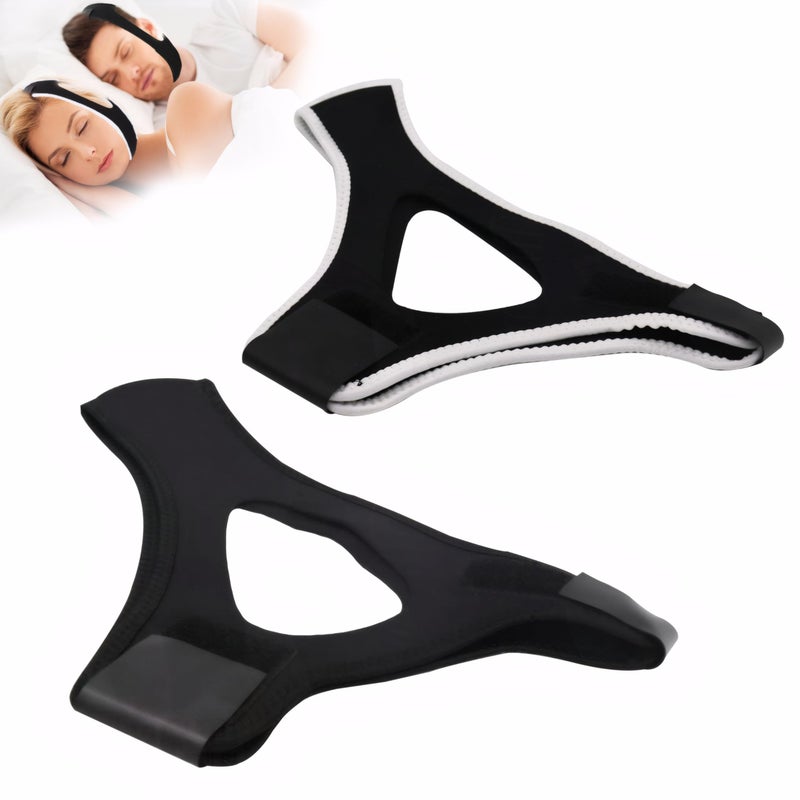2 Pcs Chin Strap for Sleeping Chin Strap Jaw Strap for Sleeping Airflow Jaw Strap Snoring Aids for Men & Women Chin Straps Adjustable Chin Strap Anti Snoring Chin Strap(Black,White)